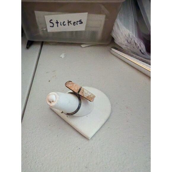 925 Sterling silver Orange stalactite eye arch ring with quartz Size 7.25 - Picture 3 of 5